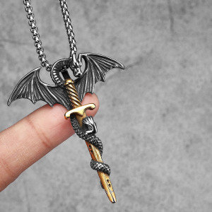 Collier Dragon - Serment de la Lame Ailée Couleur Or