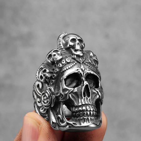 Bague Tête de Mort - Couronne des Damnés