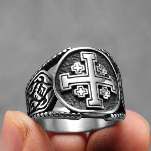 Bague Rock "Croix de Jérusalem"