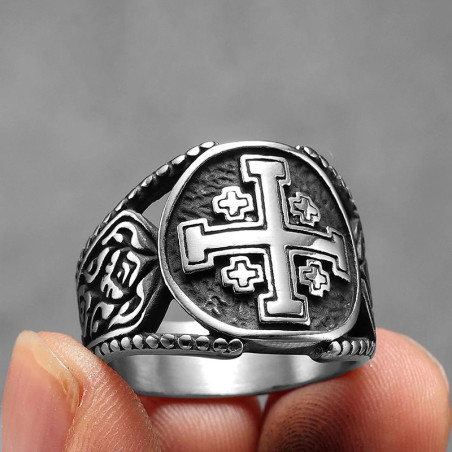 Bague Rock "Croix de Jérusalem"
