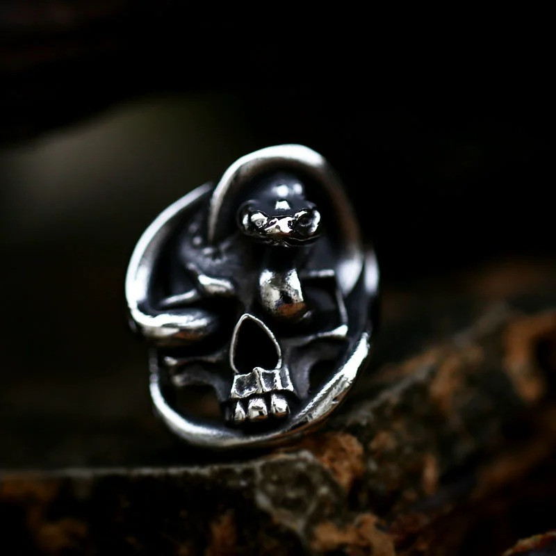 Bague Tête de Mort "Le Serpent Éveillé"