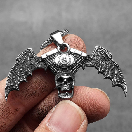 Vue de fac Collier Biker Tête de Mort - V-Twin No Mercy