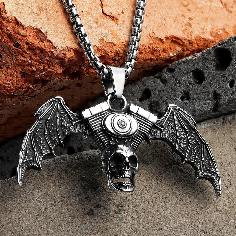 Avant Collier Biker Tête de Mort - V-Twin No Mercy