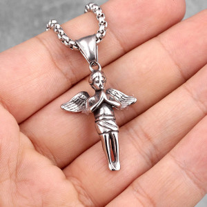 Vue de face Collier Gothique Ange - Enfant Priant des Cieux Silencieux
