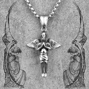 Collier Gothique Ange - Enfant Priant des Cieux Silencieux