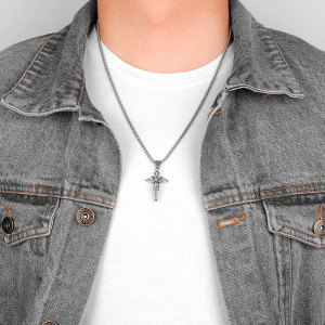 Vue Portée Collier Gothique Ange - Enfant Priant des Cieux Silencieux