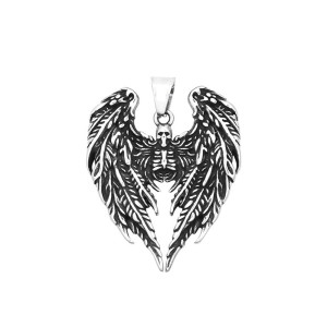 Collier Gothique Ailes de Mort "Gardien Squelettique Déchu"