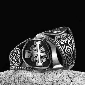 Magnifique Bague Rock Croix de Jérusalem