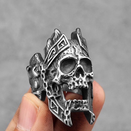 Avant Bague Tête de Mort "Hurlement des Chaînes Brisées"