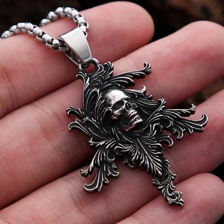 Collier Gothique Tête de Mort - Éclosion Funèbre des Ombres