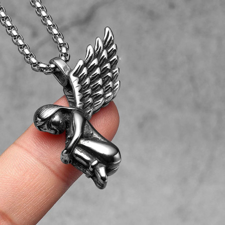 Collier Gothique Ange "Recueil de l’Ange Déchu" Couleur Argent