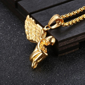 Collier Gothique Ange "Recueil de l’Ange Déchu" Couleur Or