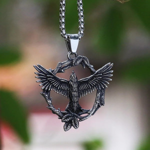 Collier Gothique Corbeau Sacré "Ascension du Veilleur Céleste"