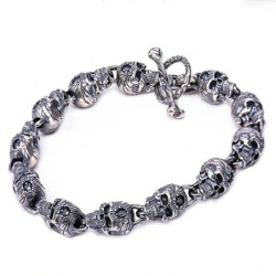 Magnifique Bracelet mastoc en argent crâne effrayant