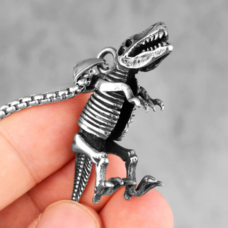 Vue de face Collier Tête de Mort – Fossile du Prédateur Suprême (Tyrannosaure)