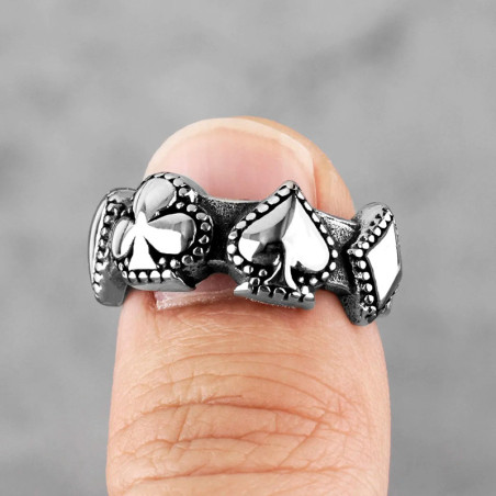 Vue Portée Bague Poker "Sceau des Quatre As"