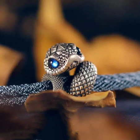 Bracelet Serpent Gardien Ancestral aux Yeux Mystiques Couleur Bleu