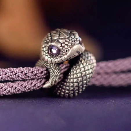 Bracelet Serpent Gardien Ancestral aux Yeux Mystiques Couleur Violet