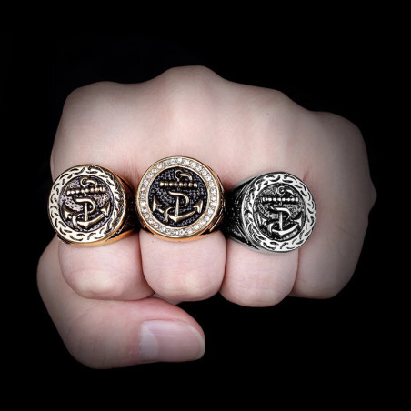 Vue Portée Bague Pirates Ancre Sacrée "Serment des Profondeurs"