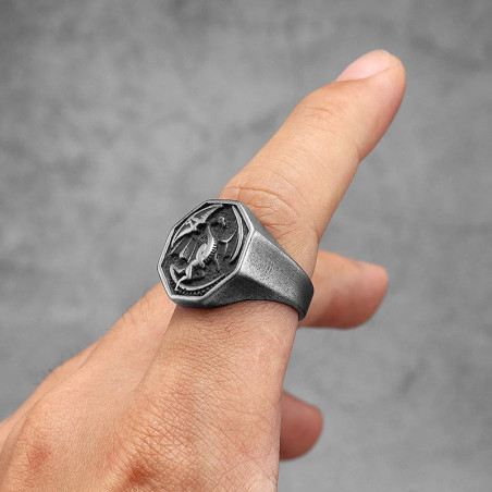Vue Portée Bague Dragon "Sceau du Dragon Gardien"