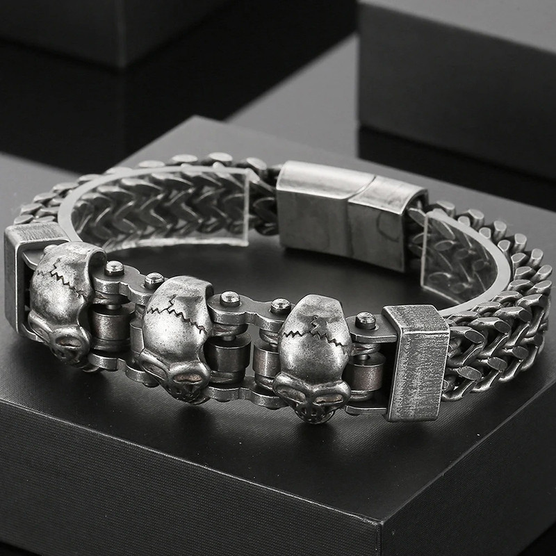 Bracelet Tête de Mort "Sourire de Fer Articulé"