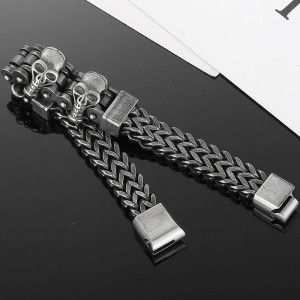 Vue détaillée Bracelet Tête de Mort "Sourire de Fer Articulé"