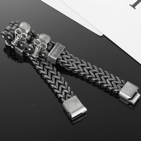 Vue détaillée Bracelet Tête de Mort "Sourire de Fer Articulé"