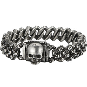 Bracelet Tête de Mort "La Légion Éternelle" Couleur Argent fonce
