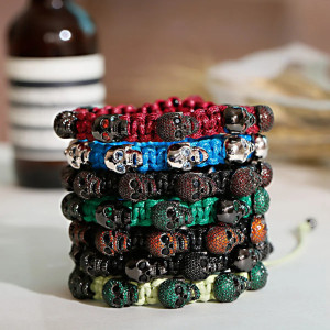 Bracelet Tête de Mort "Onyx Night Macramé"