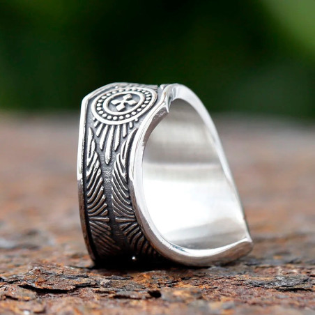 Vue Arrière Bague Gothique "Sceau de l’Étoile Directrice" - 2 couleurs au choix !