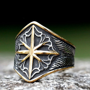 Bague Gothique "Sceau de l’Étoile Directrice" Couleur Or