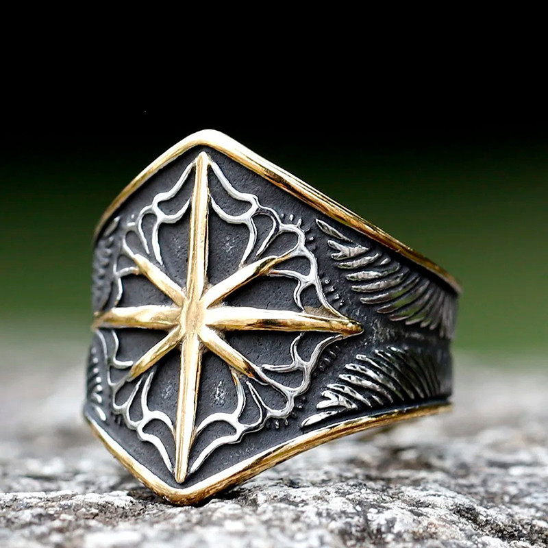 Bague Gothique "Sceau de l’Étoile Directrice" Couleur Or