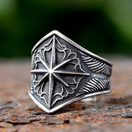Bague Gothique "Sceau de l’Étoile Directrice" Couleur Argent