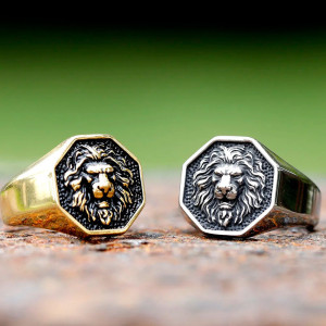 Avant Bague Lion "Sceau Royal" - 2 couleurs au choix !