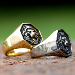 Bague Lion "Sceau Royal" - 2 couleurs au choix !