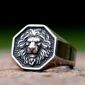 Bague Lion "Sceau Royal" Couleur Argent