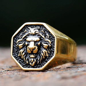 Bague Lion "Sceau Royal" Couleur or