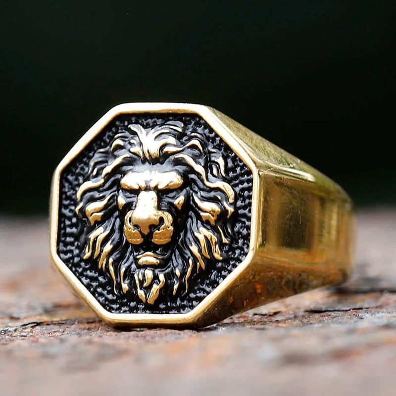 Bague Lion "Sceau Royal" Couleur or