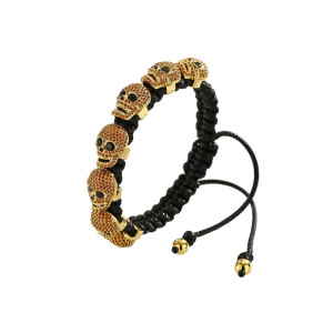 Bracelet Tête de Mort "Macramé aux Crânes de Cristal" Modele 2
