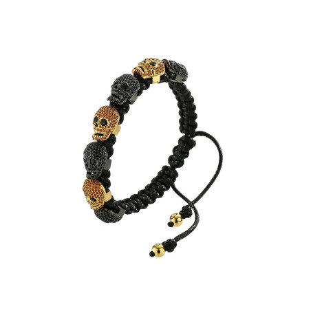 Bracelet Tête de Mort "Macramé aux Crânes de Cristal" Modele 1
