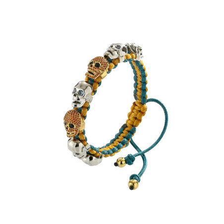 Bracelet Tête de Mort "Macramé aux Crânes de Cristal" Modele 3