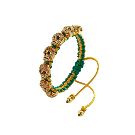 Bracelet Tête de Mort "Macramé aux Crânes de Cristal" Modele 4