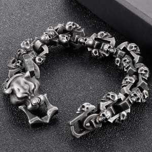 Bracelet Tête de Mort "La Chaîne du Prédateur"