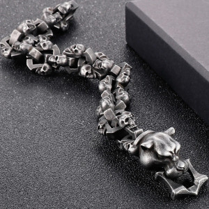 Bracelet Tête de Mort "La Chaîne du Prédateur"