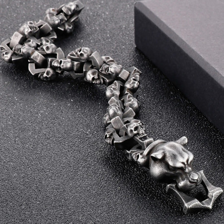 Bracelet Tête de Mort "La Chaîne du Prédateur"