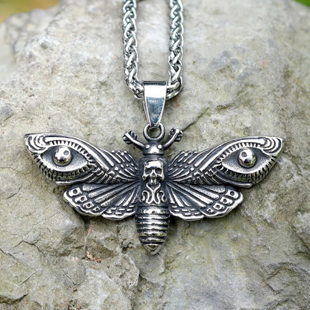Collier Tête de Mort - Papillon Messager de la Nuit