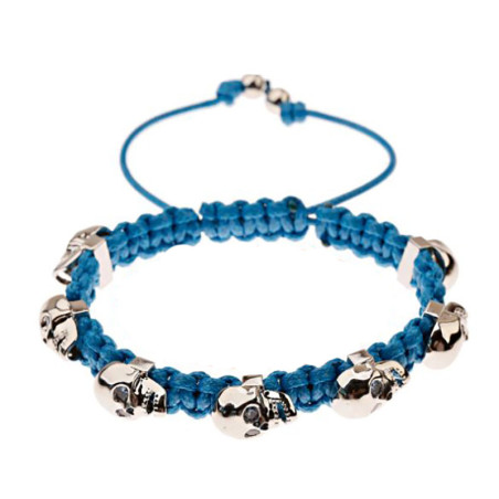 Bracelet Tête de Mort "Onyx Night Macramé" Couleur Bleu