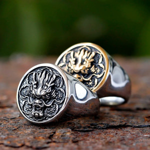 Bague Dragon "Sceau du Dragon Impérial" - 2 couleurs au choix !