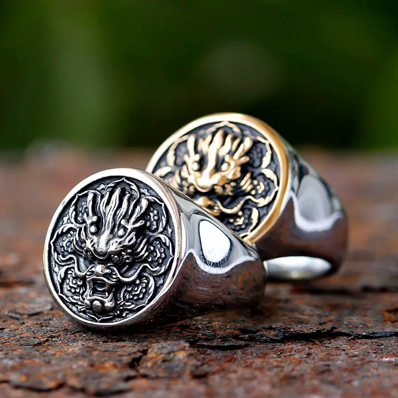 Bague Dragon "Sceau du Dragon Impérial" - 2 couleurs au choix !