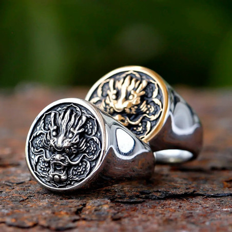 Bague Dragon "Sceau du Dragon Impérial" - 2 couleurs au choix !